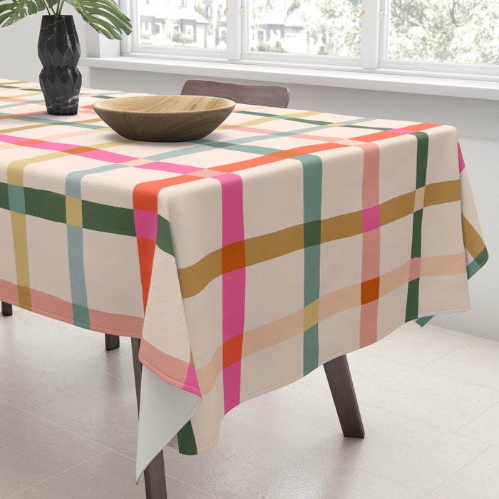Colourful window pane checked pattern Tablecloth Gallery Image 3