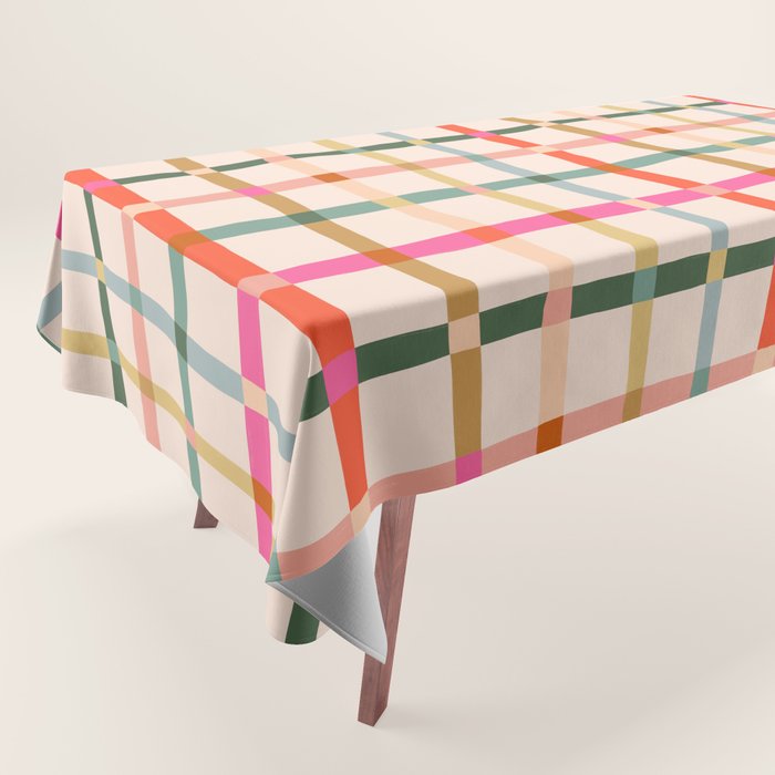 Colourful window pane checked pattern Tablecloth Gallery Image 1