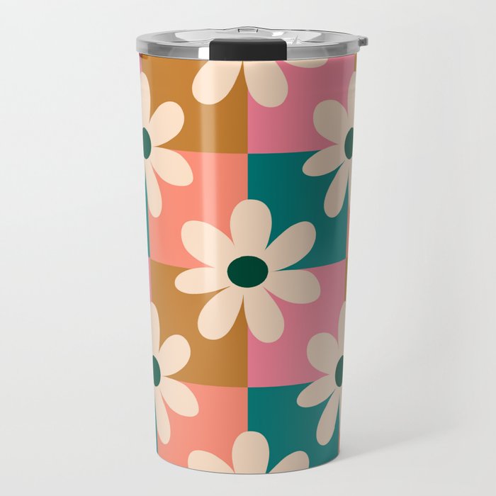 Daisy checkered - colors  Travel Mug Gallery Image 1