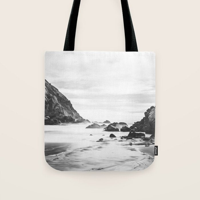 Big Sur Black and White Tote Bag Gallery Image 1