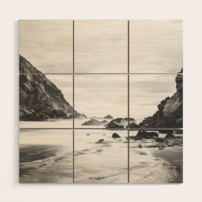 Big Sur Black and White Wood Wall Art Gallery Image 1