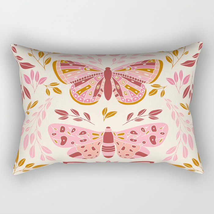 Vintage Butterflies Pink  Rectangular Pillow Gallery Image 2