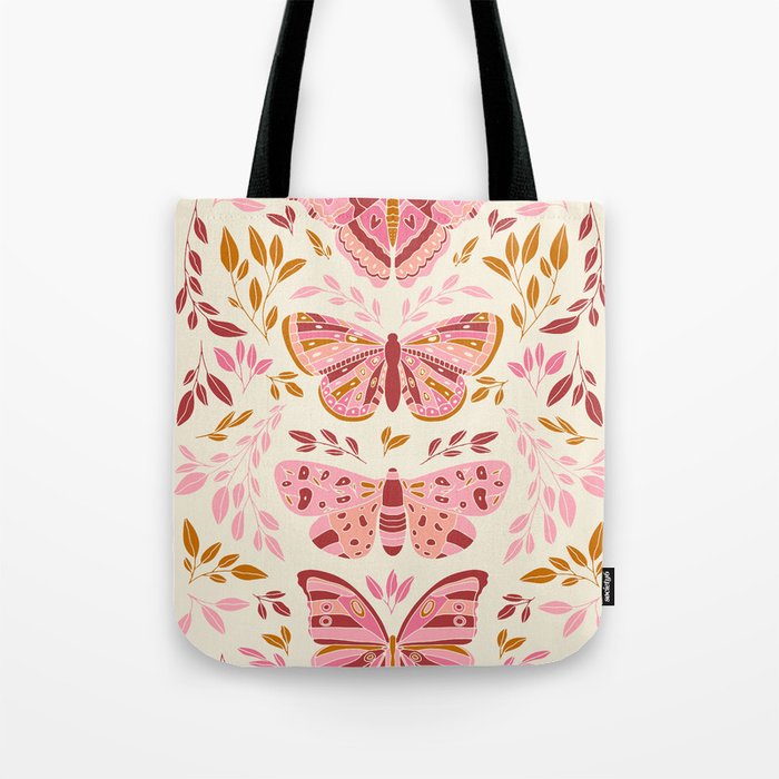 Vintage Butterflies Pink  Tote Bag Gallery Image 1