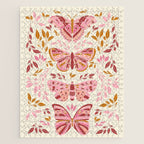 Vintage Butterflies Pink  Jigsaw Puzzle Gallery Image 1
