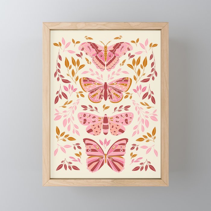 Vintage Butterflies Pink  Mini Art Print Gallery Image 1