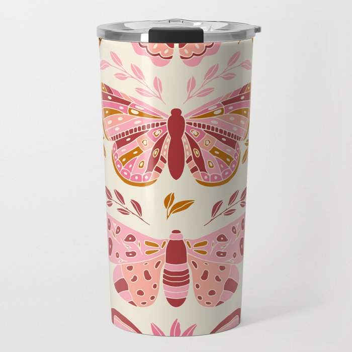 Vintage Butterflies Pink  Travel Mug Gallery Image 1