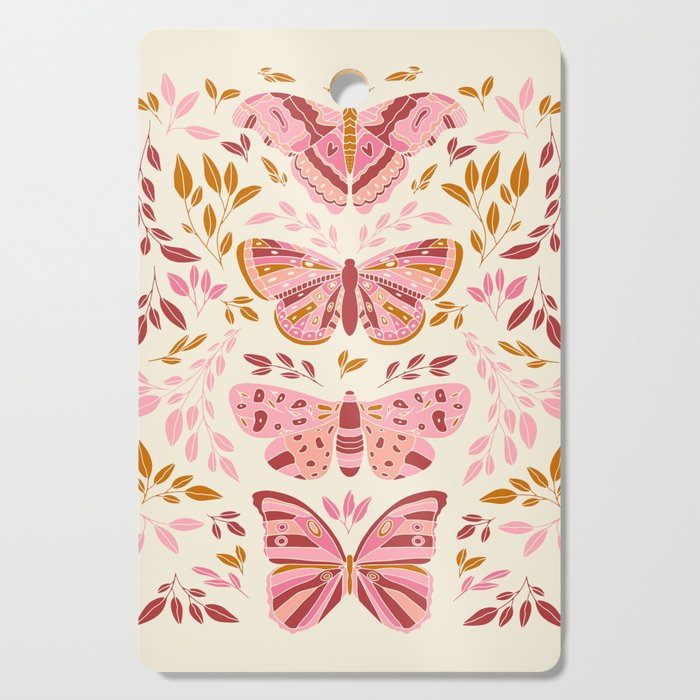 Vintage Butterflies Pink  Cutting Board Gallery Image 1