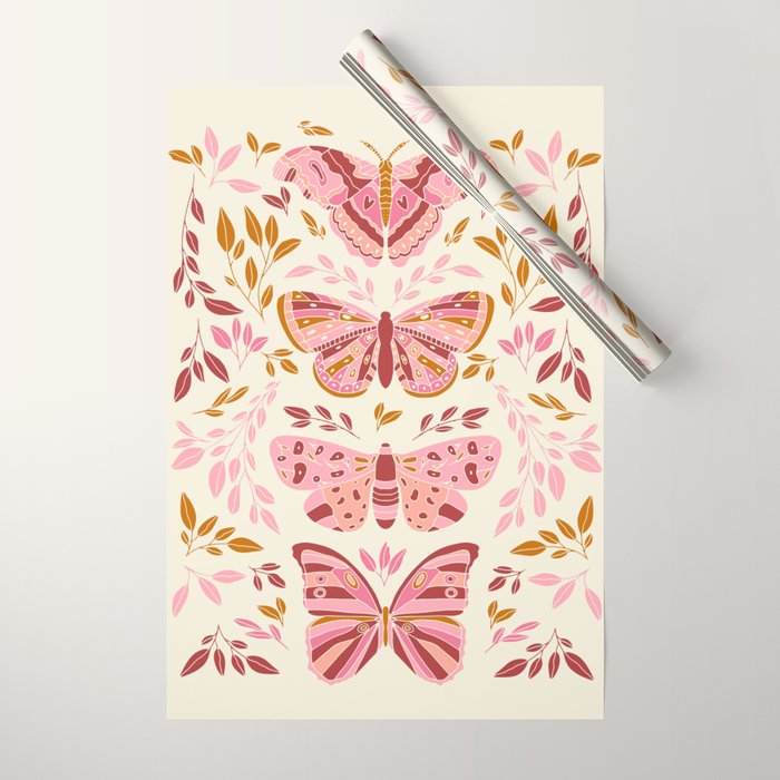 Vintage Butterflies Pink  Wrapping Paper Gallery Image 1