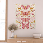 Vintage Butterflies Pink  Wall Tapestry Gallery Image 2