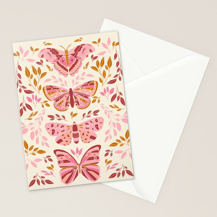 Vintage Butterflies Pink  Stationery Card Gallery Image 2