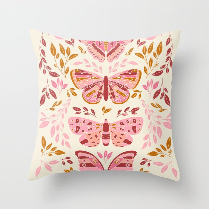 Vintage Butterflies Pink  Throw Pillow Gallery Image 6