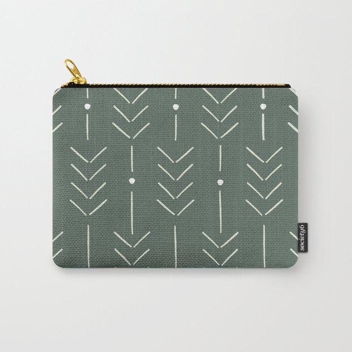 Arrow Lines Pattern in Forest Sage Green 2 Carry All Pouch Gallery Image 1