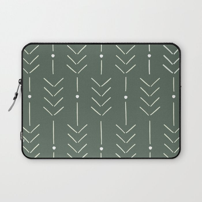 Arrow Lines Pattern in Forest Sage Green 2 Laptop Sleeve Gallery Image 1