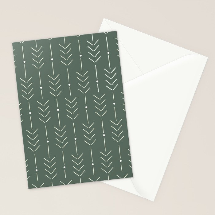 Arrow Lines Pattern in Forest Sage Green 2 Stationery Card Gallery Image 2