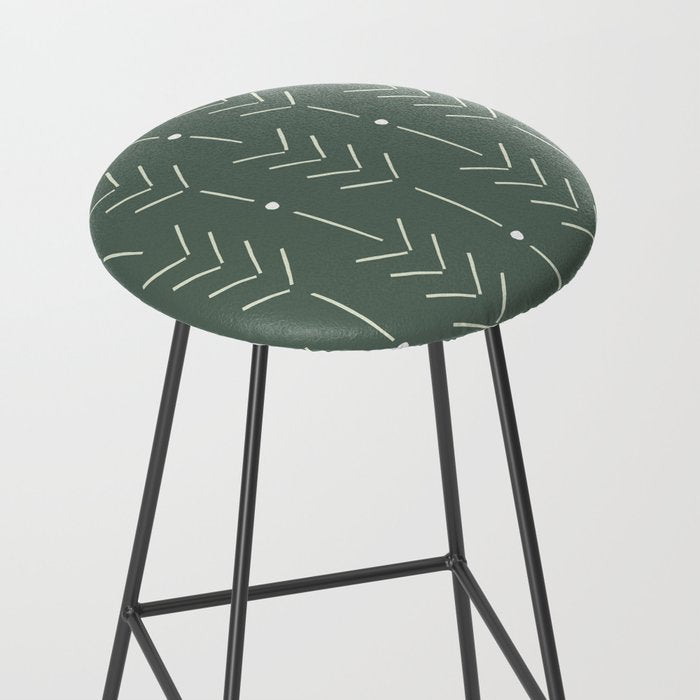 Arrow Lines Pattern in Forest Sage Green 2 Stool Gallery Image 2