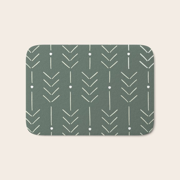 Arrow Lines Pattern in Forest Sage Green 2 Bath Mat Gallery Image 1