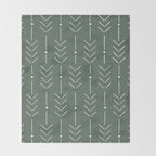 Arrow Lines Pattern in Forest Sage Green 2 Throw Blanket Gallery Image 2