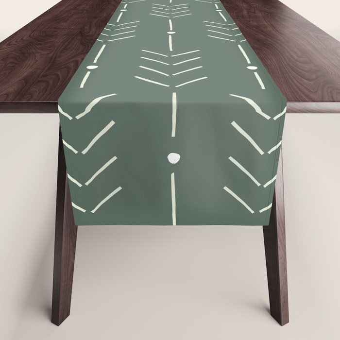 Arrow Lines Pattern in Forest Sage Green 2 Table Runner Gallery Image 1