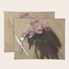 Vintage Still Life with Pink Peonies in Glass Vase Moody Floral Placemat Gallery Image 1