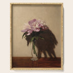 Vintage Still Life with Pink Peonies in Glass Vase Moody Floral Serving Tray Gallery Image 1