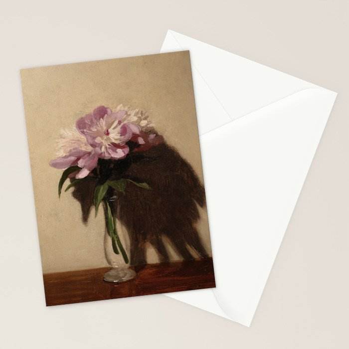 Vintage Still Life with Pink Peonies in Glass Vase Moody Floral Stationery Card Gallery Image 2