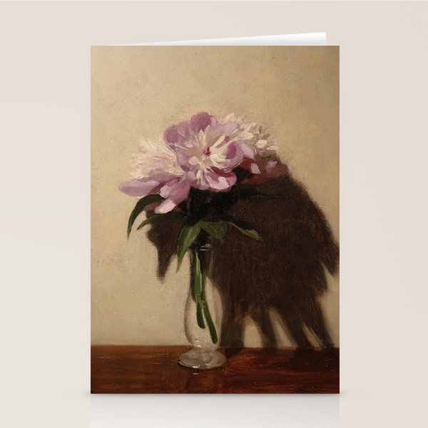 Vintage Still Life with Pink Peonies in Glass Vase Moody Floral Stationery Card Gallery Image 2