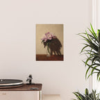 Vintage Still Life with Pink Peonies in Glass Vase Moody Floral Poster Gallery Image 2