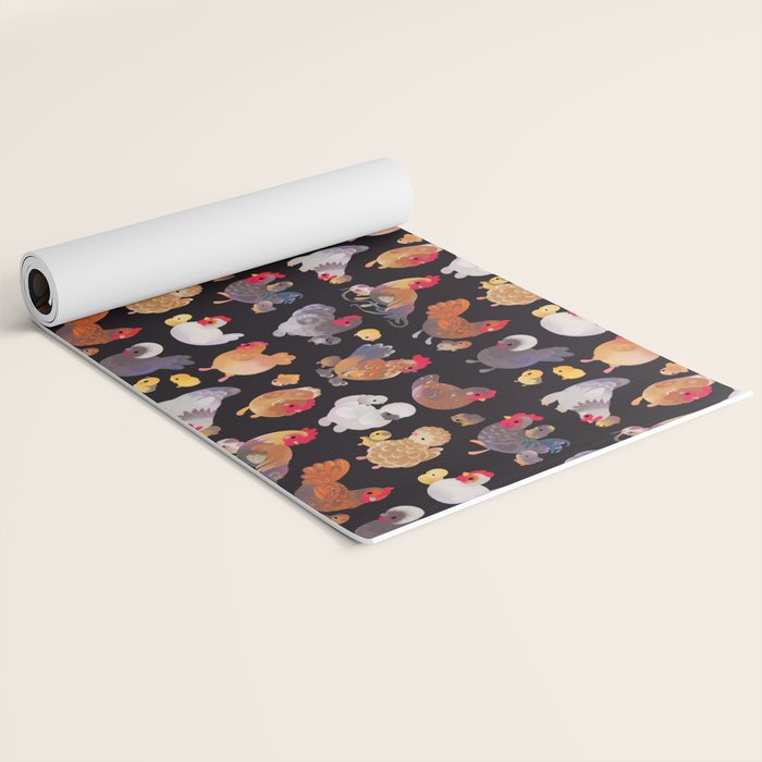 Chicken and Chick - dark Yoga Mat Gallery Image 2