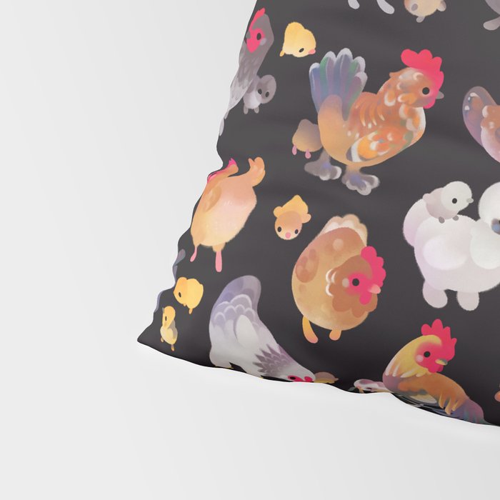 Chicken and Chick - dark Pillow Sham Gallery Image 4