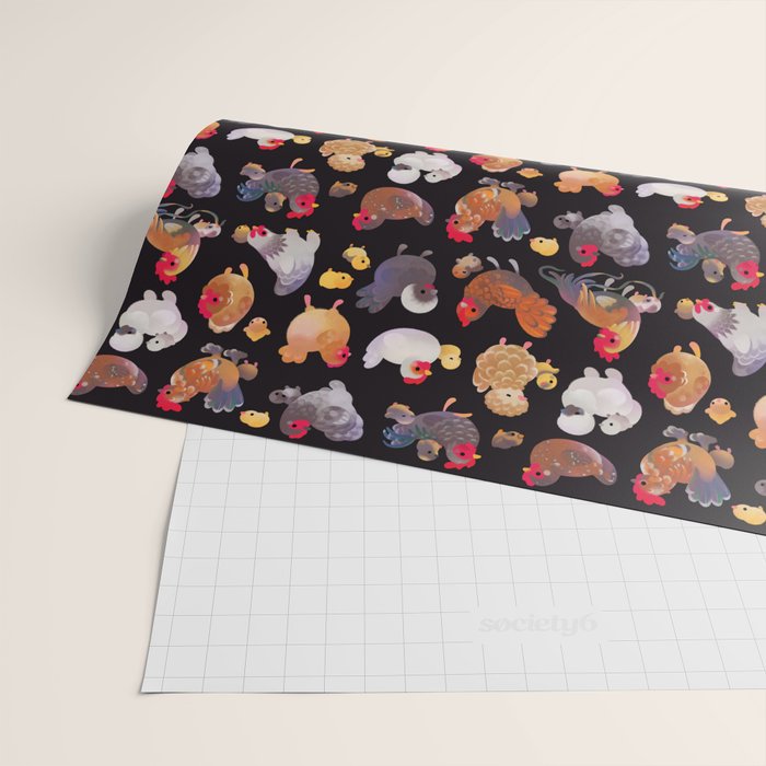 Chicken and Chick - dark Wrapping Paper Gallery Image 2