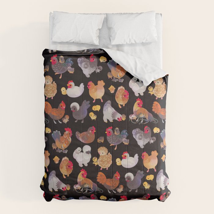Chicken and Chick - dark Comforter Gallery Image 1