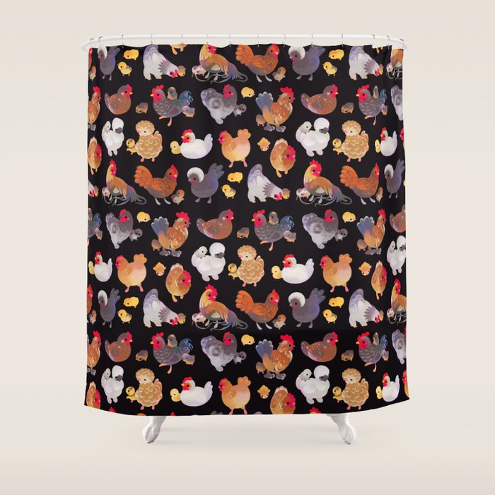 Chicken and Chick - dark Shower Curtain Gallery Image 1