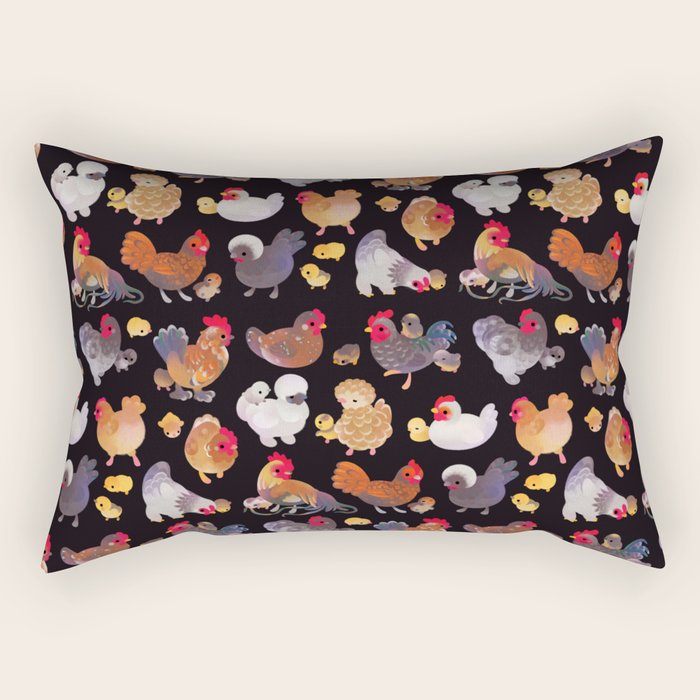 Chicken and Chick - dark Rectangular Pillow Gallery Image 1