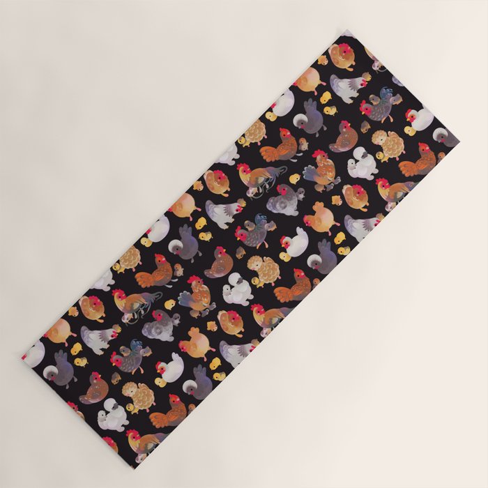 Chicken and Chick - dark Yoga Mat Gallery Image 1