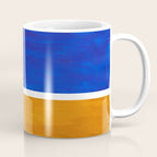 Phthalo Blue Yellow Ochre Mid Century Modern Abstract Minimalist Rothko Color Field Squares Coffee Mug Gallery Image 1