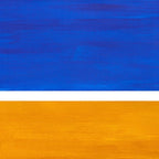 Phthalo Blue Yellow Ochre Mid Century Modern Abstract Minimalist Rothko Color Field Squares Coffee Mug Gallery Image 2