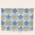 Blue floral checkerboard Wall Hanging Gallery Image 1