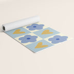 Blue floral checkerboard Yoga Mat Gallery Image 2