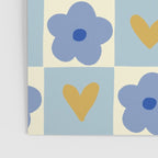 Blue floral checkerboard Poster Gallery Image 3