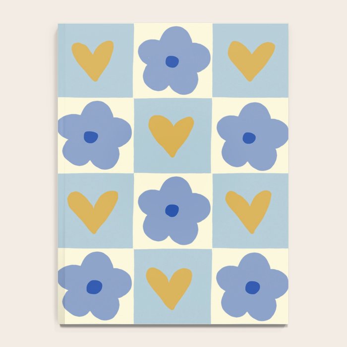 Blue floral checkerboard Notebook Gallery Image 4