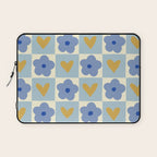 Blue floral checkerboard Laptop Sleeve Gallery Image 1