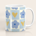 Blue floral checkerboard Coffee Mug Gallery Image 1
