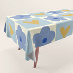 Blue floral checkerboard Tablecloth Gallery Image 1