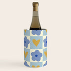 Blue floral checkerboard Wine Chiller Gallery Image 3