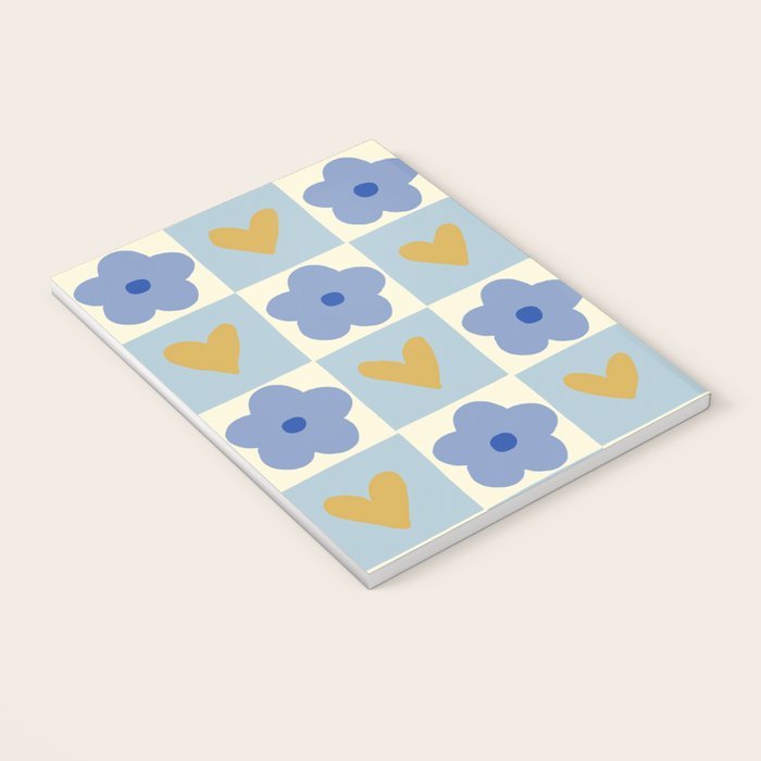 Blue floral checkerboard Notebook Gallery Image 3