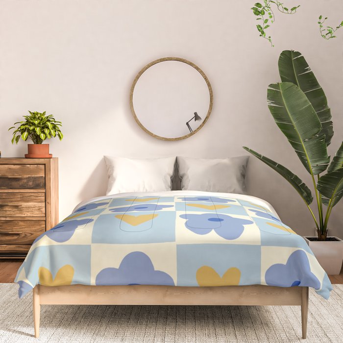 Blue floral checkerboard Comforter Gallery Image 3