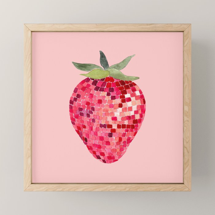 Disco Ball Strawberry Mini Art Print Gallery Image 1