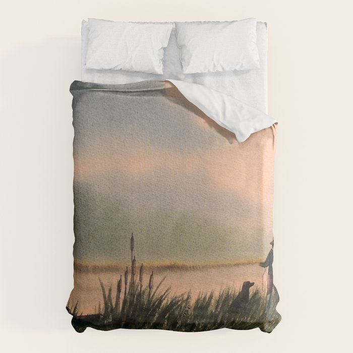 The Fly Fisherman With His Loyal Friend Duvet Cover Gallery Image 6