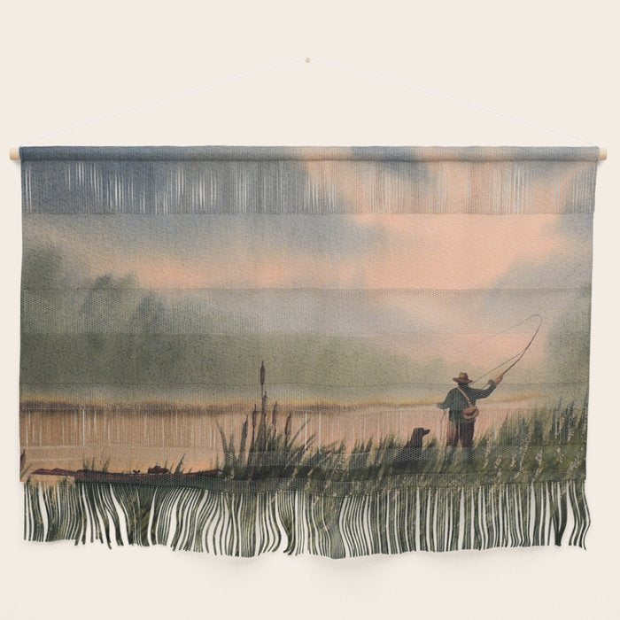The Fly Fisherman With His Loyal Friend Wall Hanging Gallery Image 1
