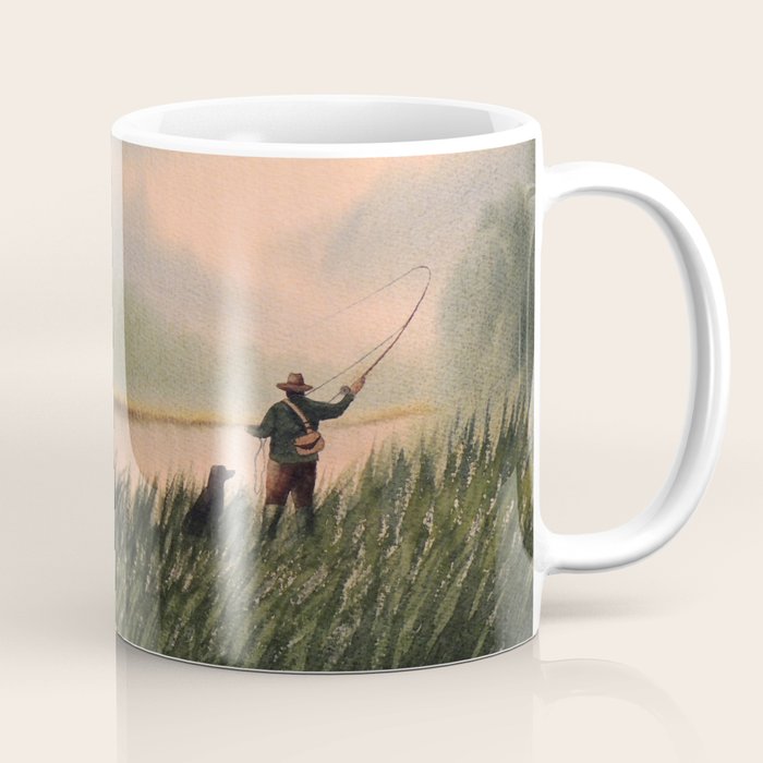 The Fly Fisherman With His Loyal Friend Coffee Mug Gallery Image 1